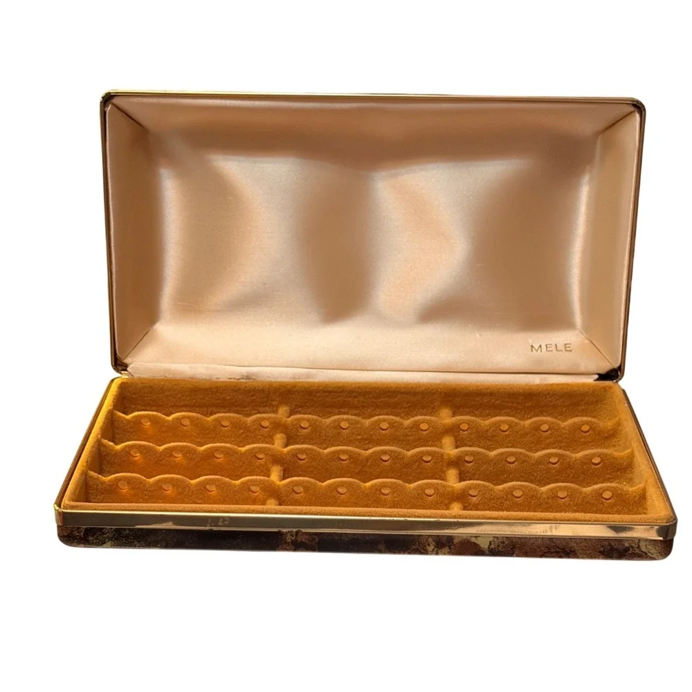 Vintage Mele Jewelry Box Faux Tortoiseshell‎ Finish Velvet Interior MCM Regency